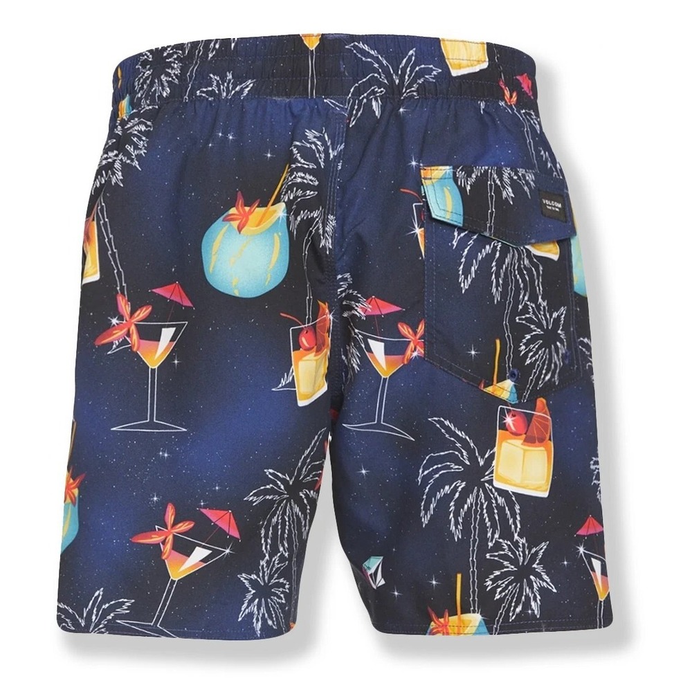 VOLCOM Men's XXL Novelty Swim Trunk 18" Hawaiian Tropical Drink Palm Board Short